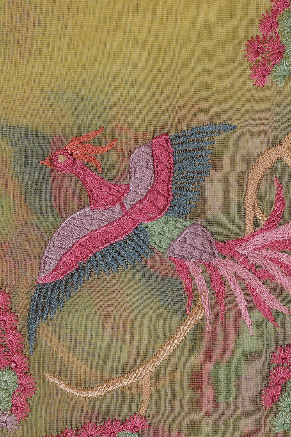 Image of Banarasi Kora Silk Dull Yellow Saree