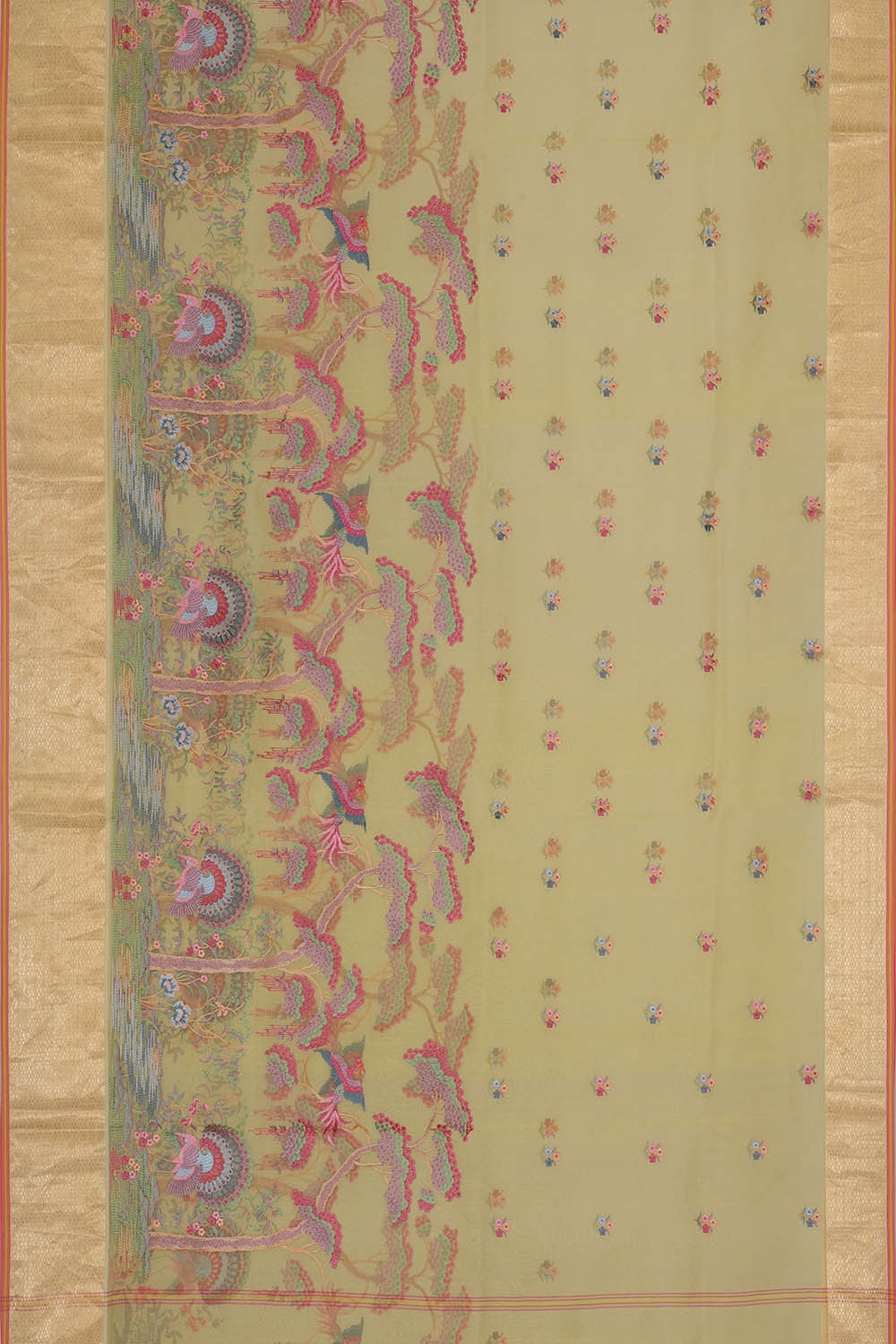 Image of Banarasi Kora Silk Dull Yellow Saree