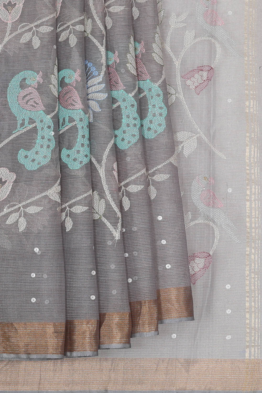 Banarasi Kora Silk Grey Saree