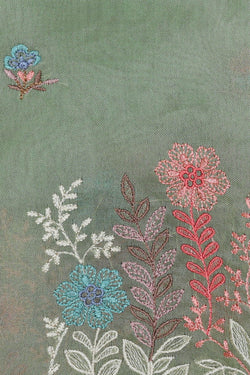 Image of Banarasi Kora Silk Pista Green Saree