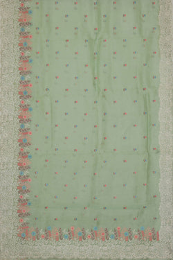 Image of Banarasi Kora Silk Pista Green Saree