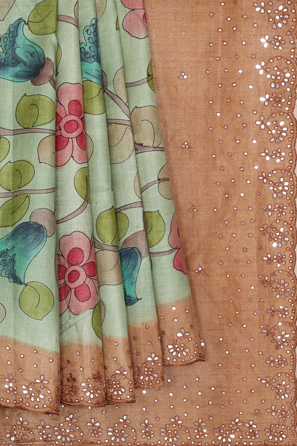 Tussar Silk Pista Green Saree