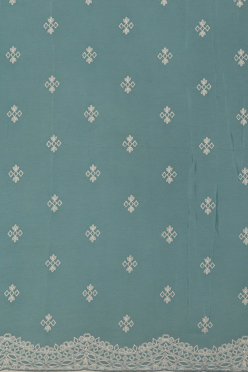 Image of Crepe Teal Blue Saree