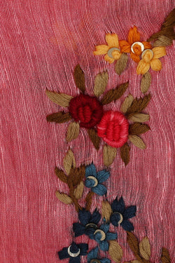 Image of Linen Silk Pink Embroidered Saree