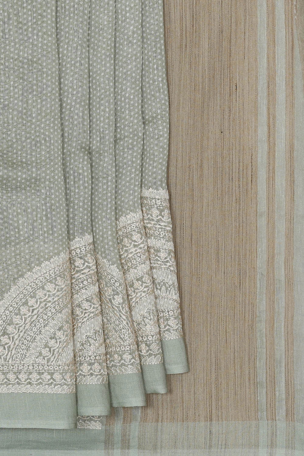 Image of Linen Silk Light Pista Green Saree