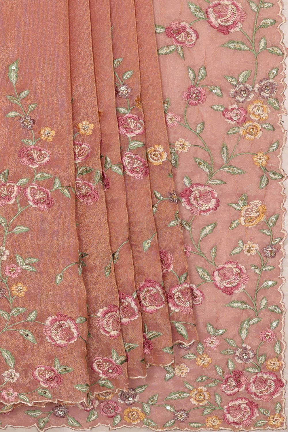 Image of Tissue Georgette Coral Pink Saree