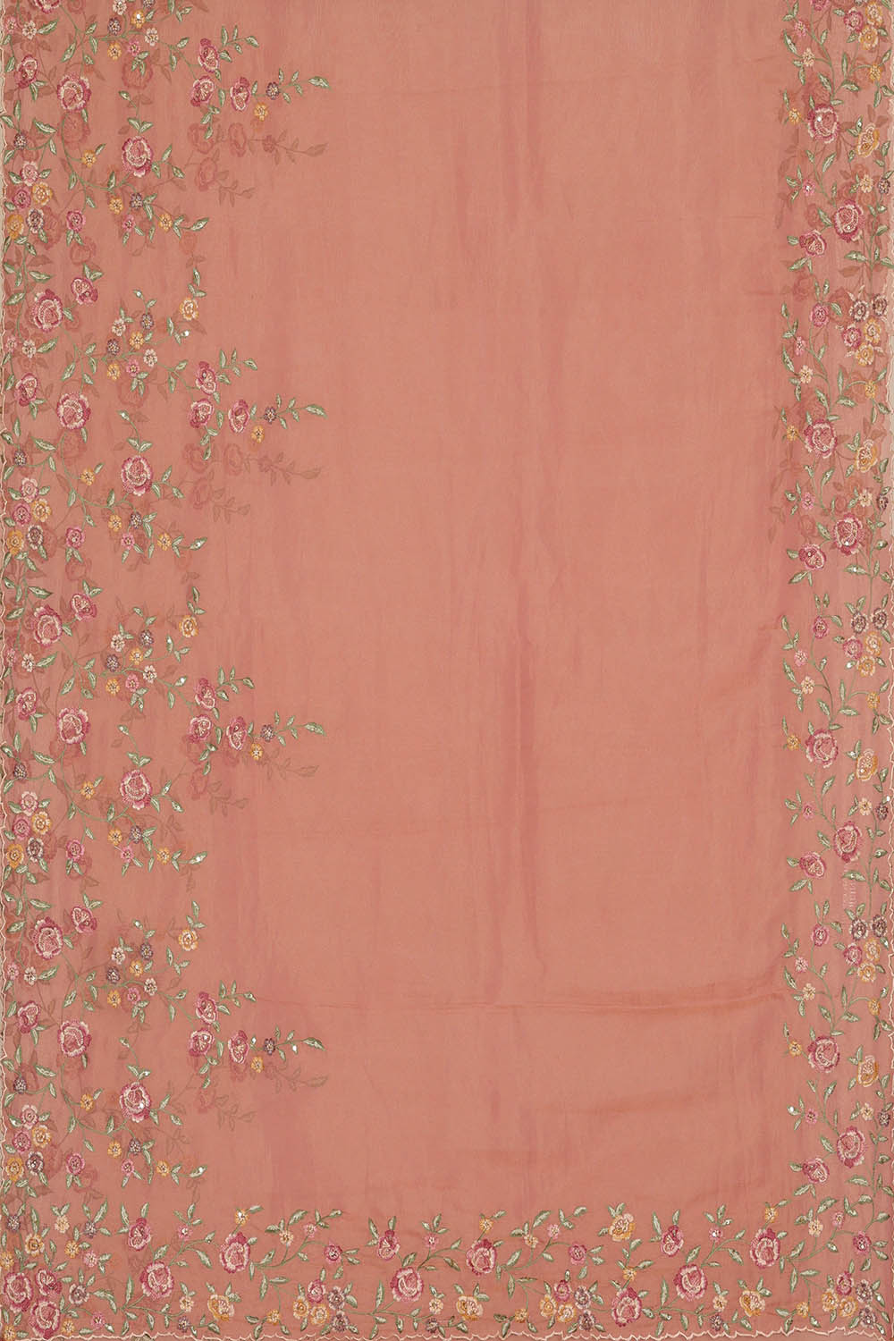 Image of Tissue Georgette Coral Pink Saree