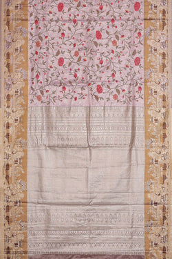 Image of Lavender Silk Embroidered Saree