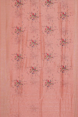 Image of Linen Silk Peach Pink Embroidered Saree