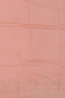 Image of Linen Silk Peach Pink Embroidered Saree