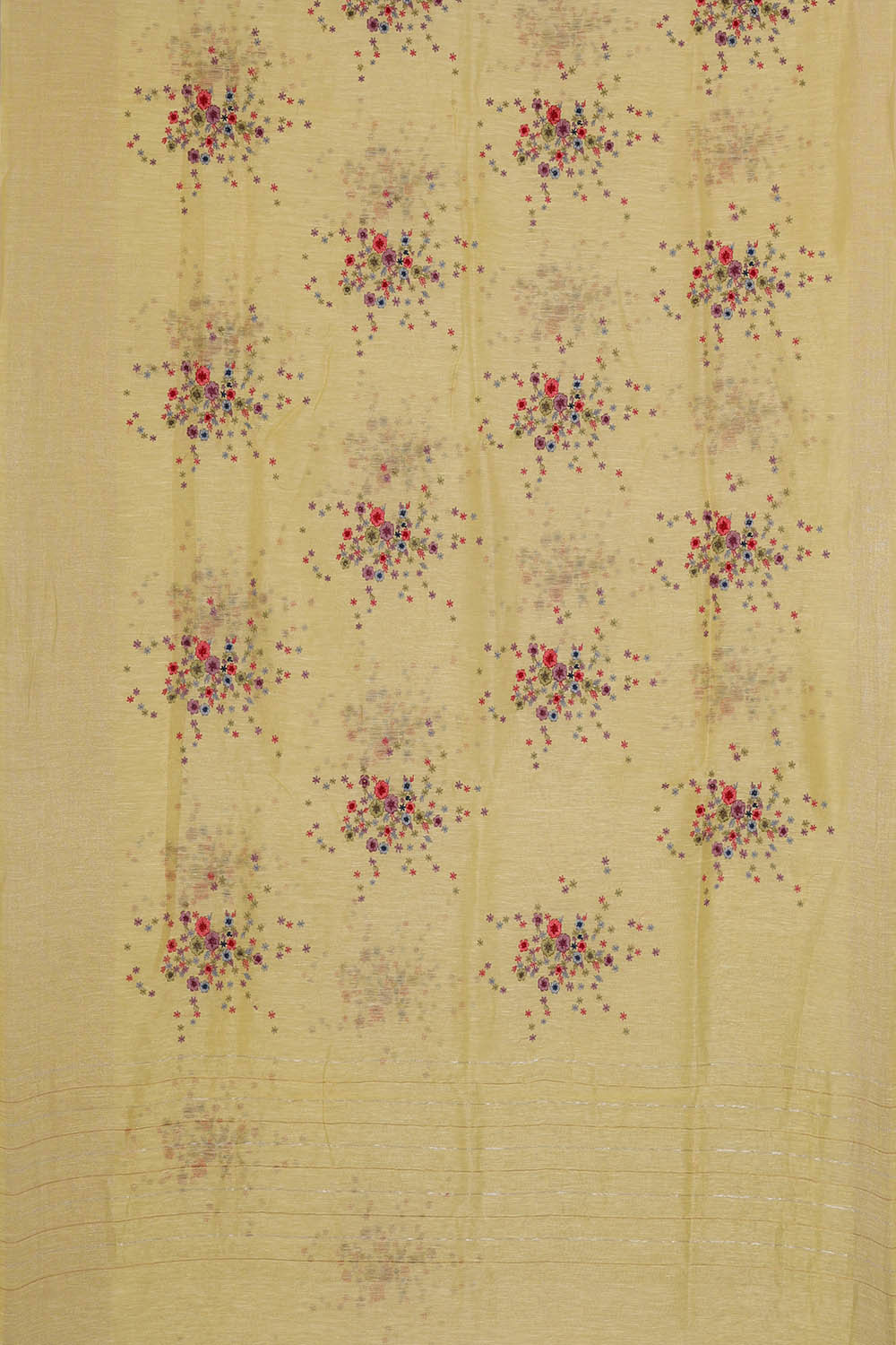 Linen Silk Yellow Embroidered Saree