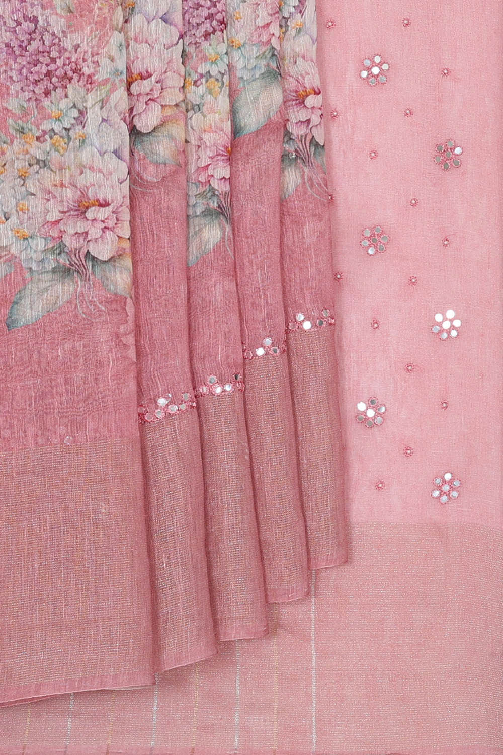 Linen Silk Pink Saree