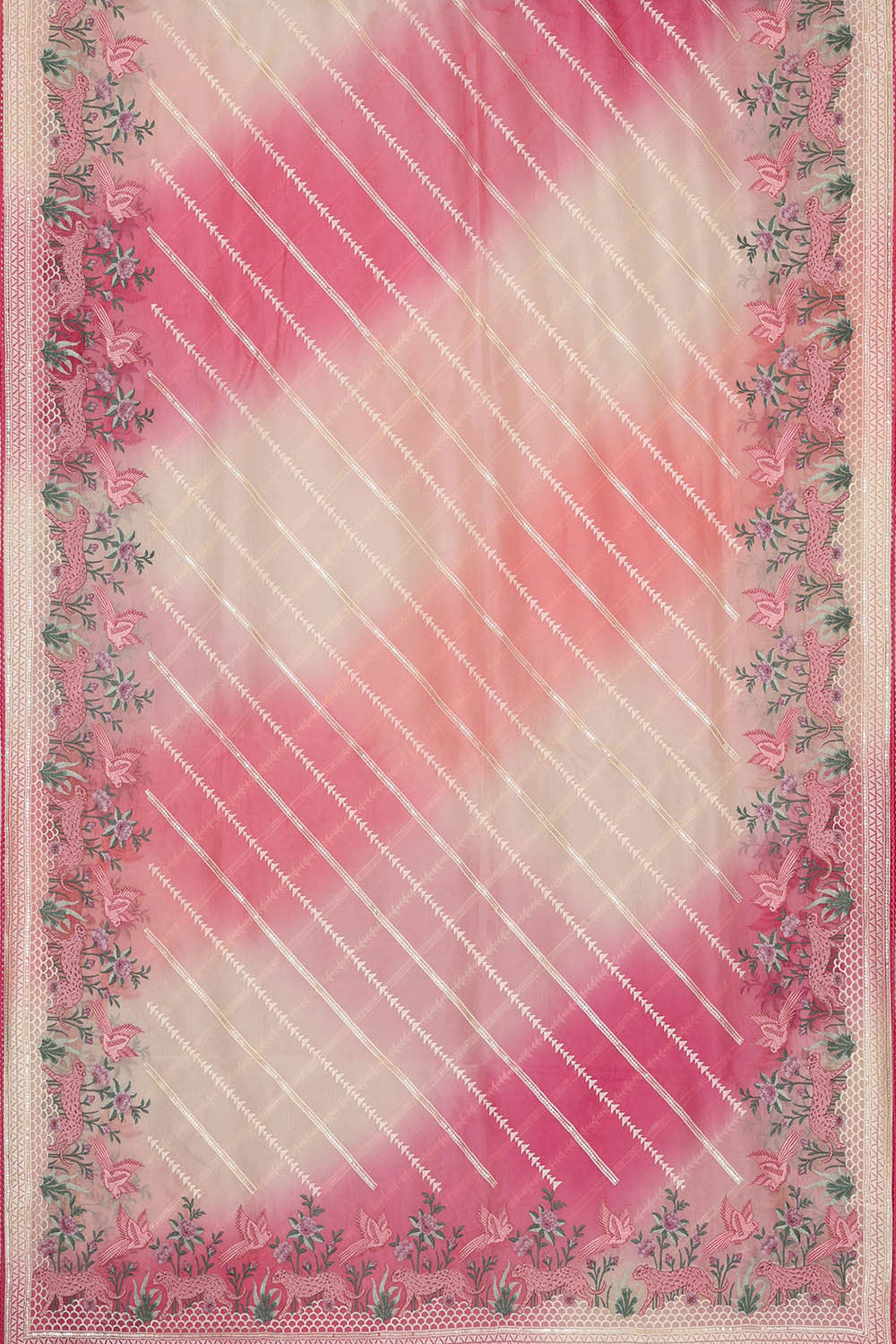 Image of Banarasi Organza Pink-Cream Saree