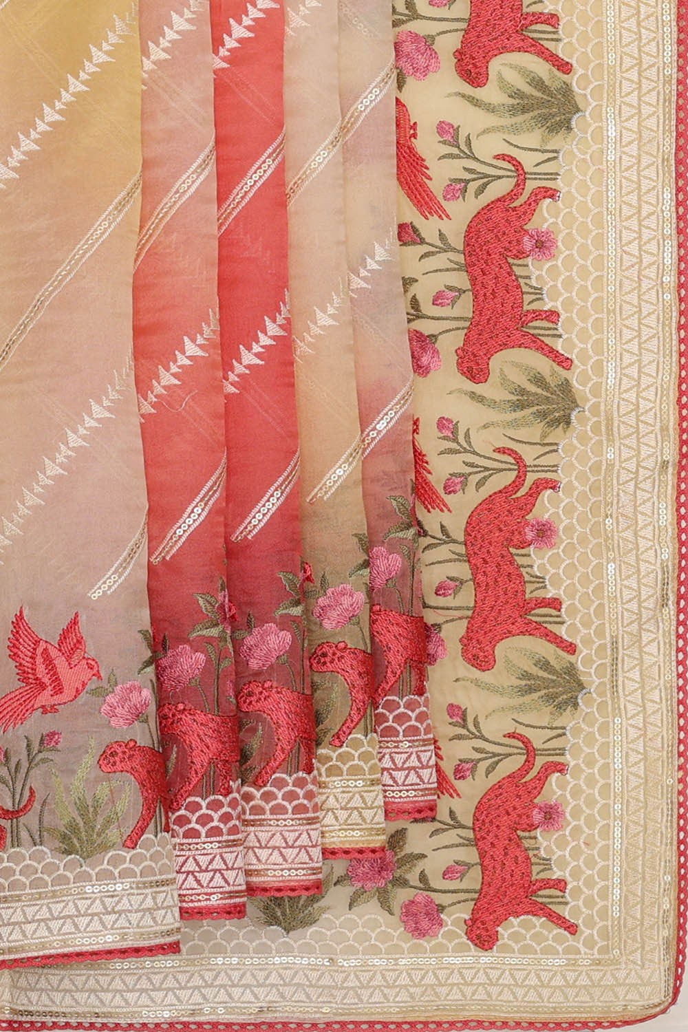 Organza Multicolour Saree
