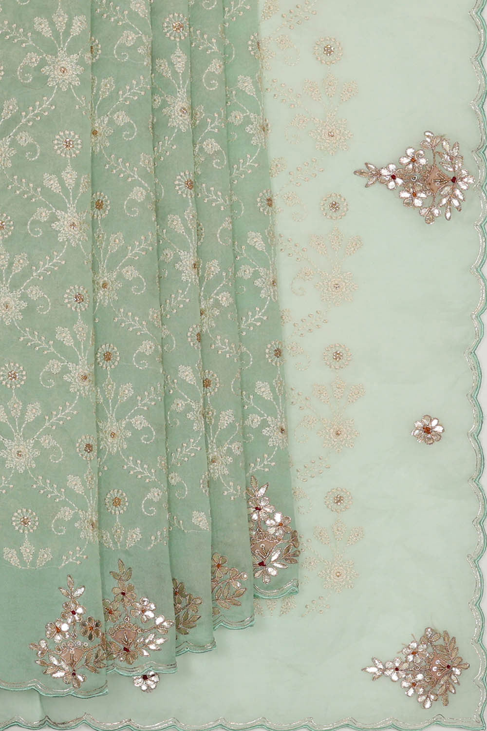 Image of Sea Green Organza Saree