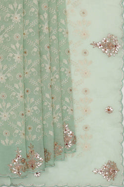 Image of Sea Green Organza Saree