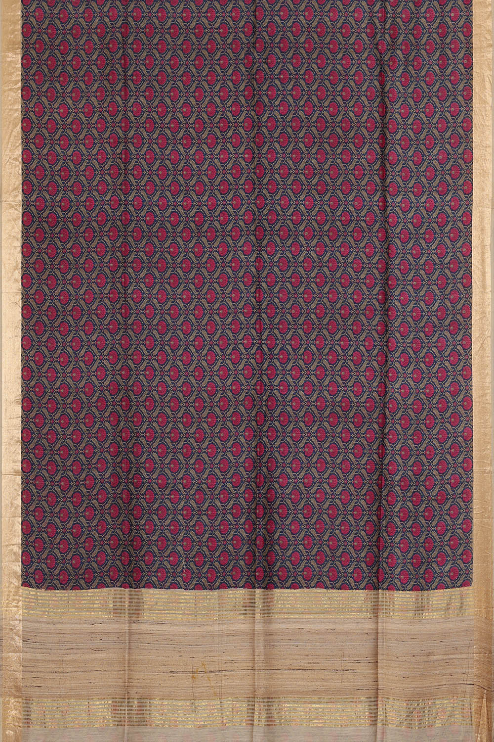 Image of Moonga Tussar Silk Dark Blue Saree