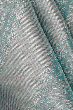 Image of Kanchipattu Sea Blue Tissue Brocade Saree