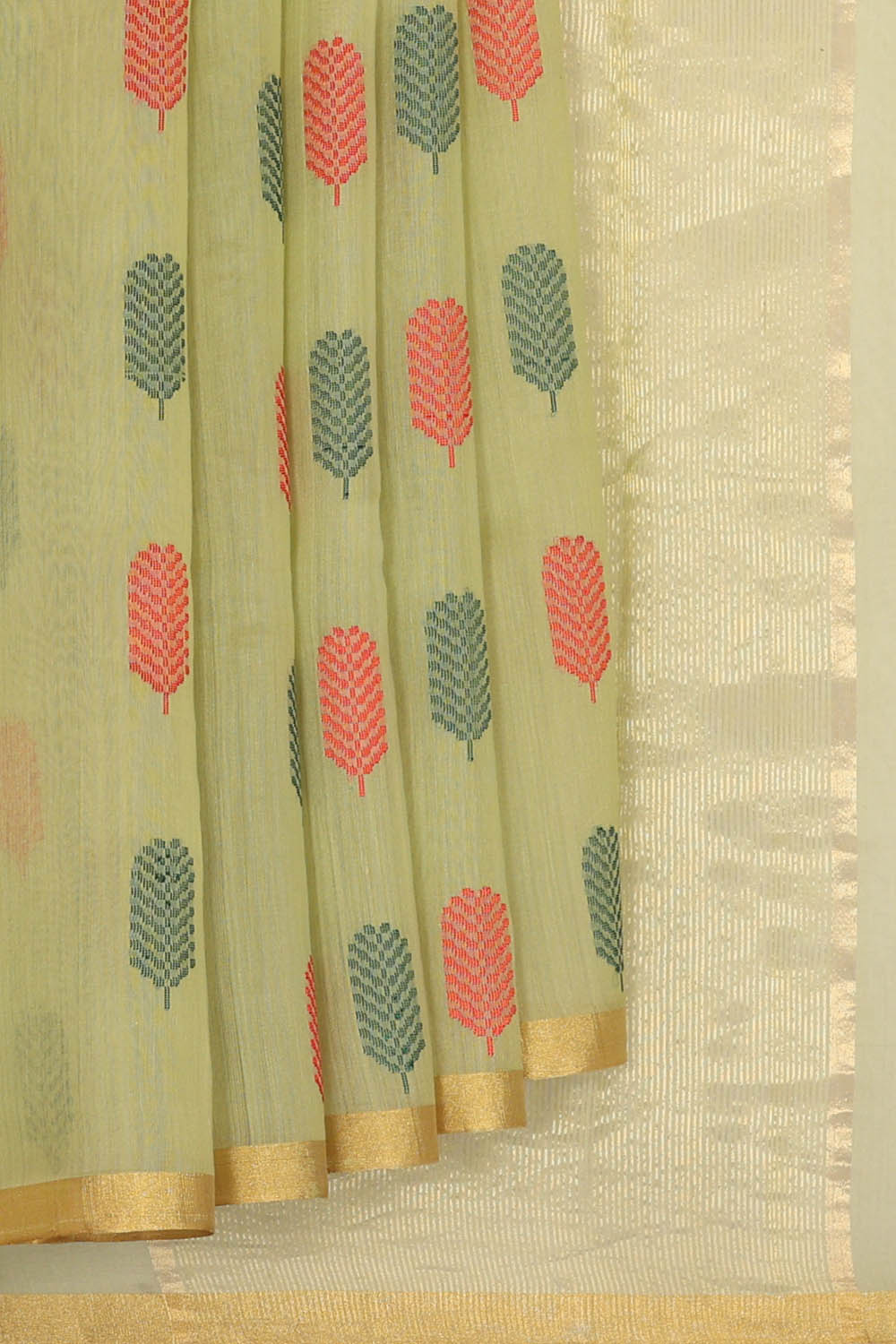 Image of Chanderi Cotton Silk Light Green Saree