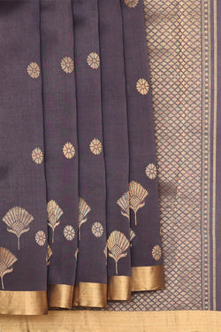 Image of Chanderi Silk Dark Grey Saree