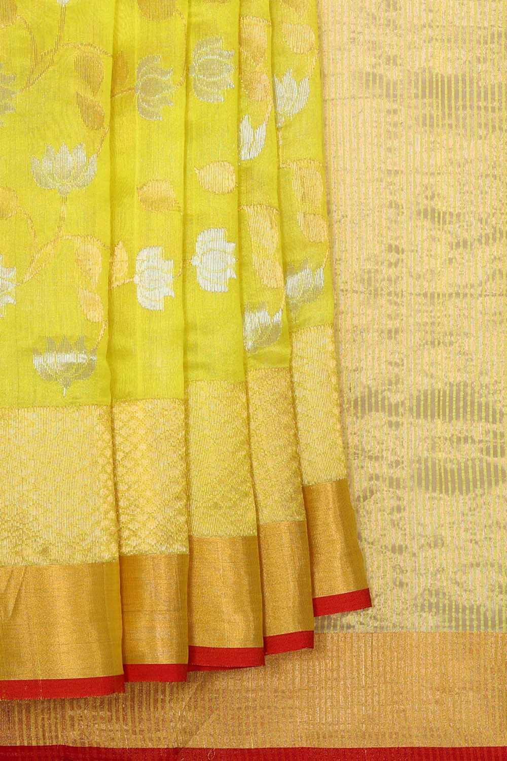Chanderi Silk Lemon Yellow Saree