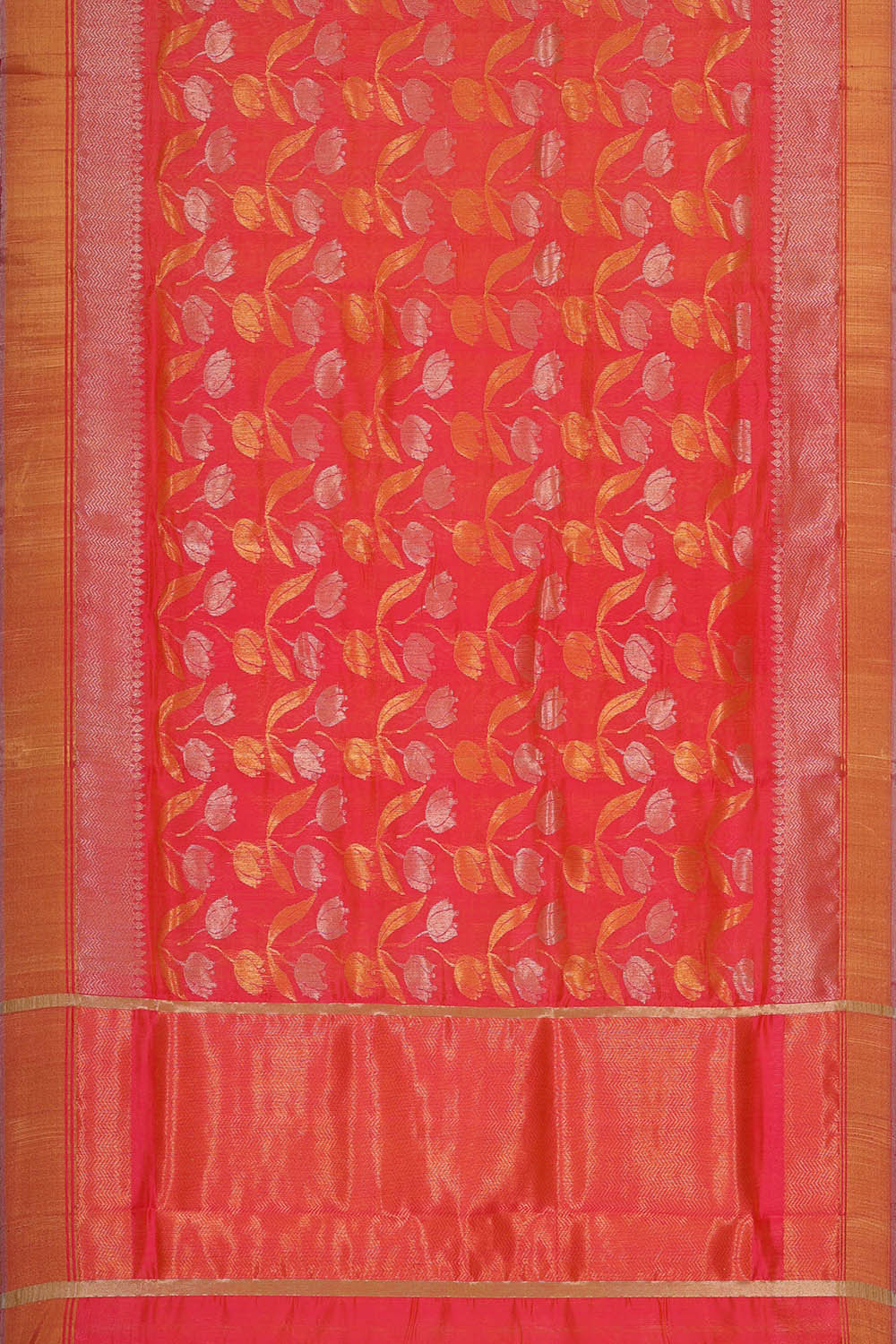 Chanderi Silk Dark Peach Pink Saree