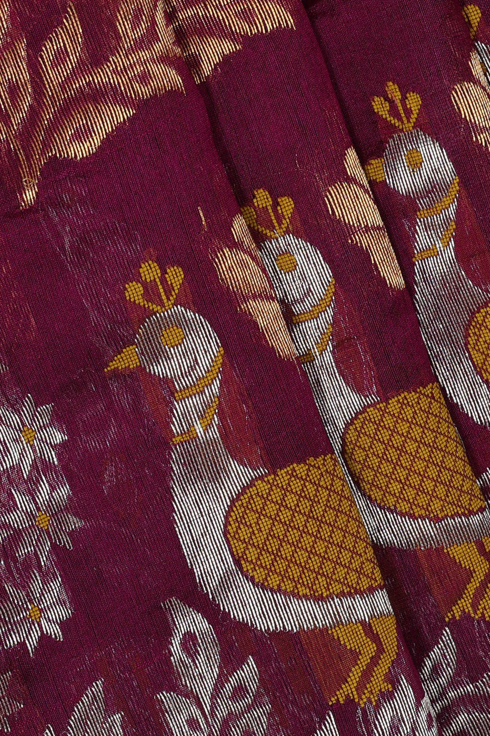 Image of Chanderi Silk Deep Wine Saree