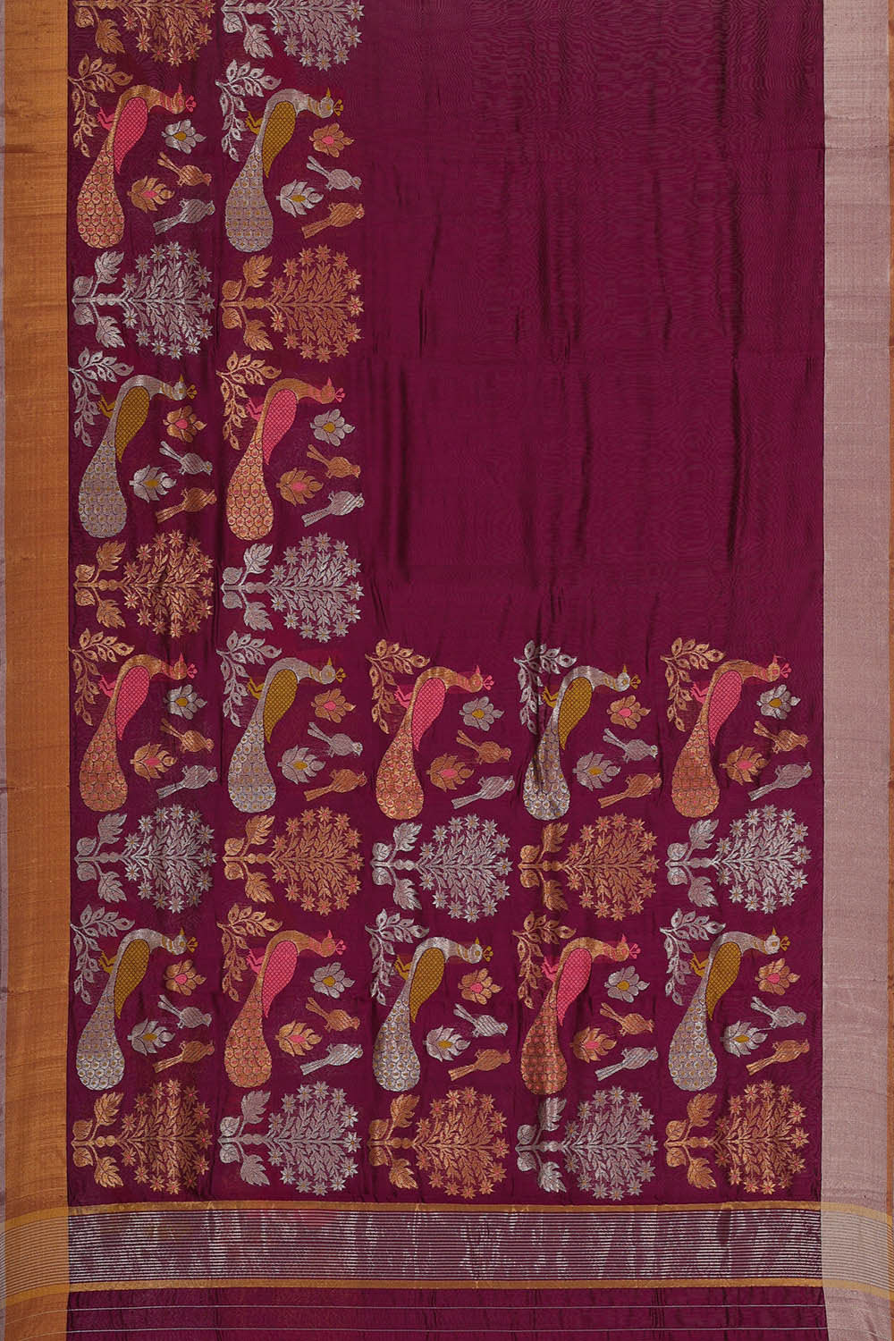 Image of Chanderi Silk Deep Wine Saree