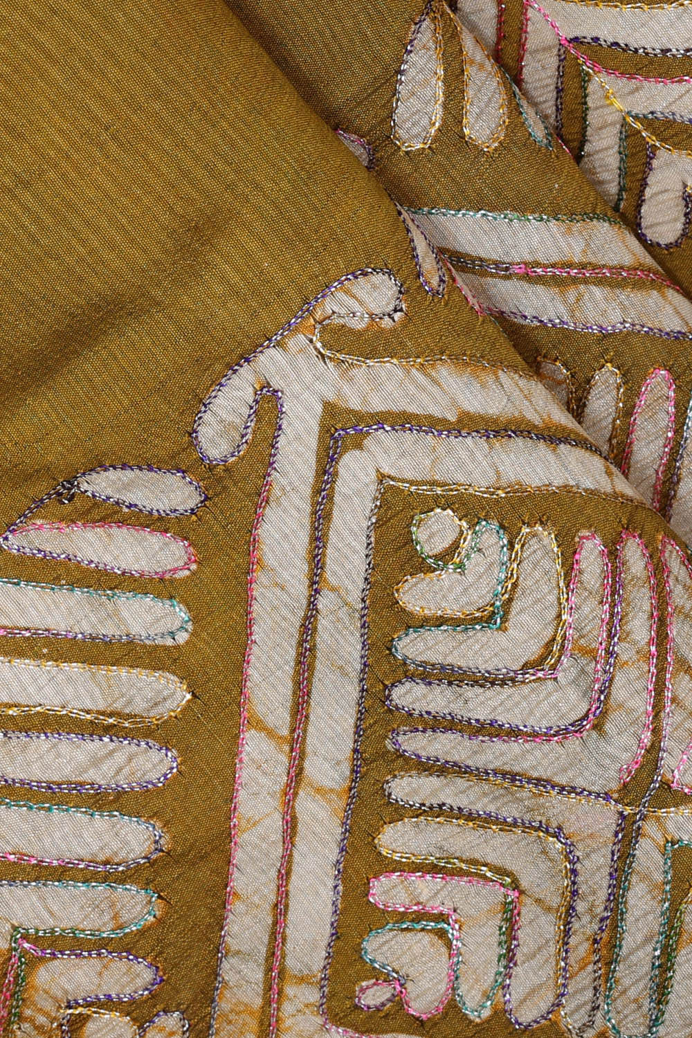 Image of Printed Tussar Mehndi Green Saree