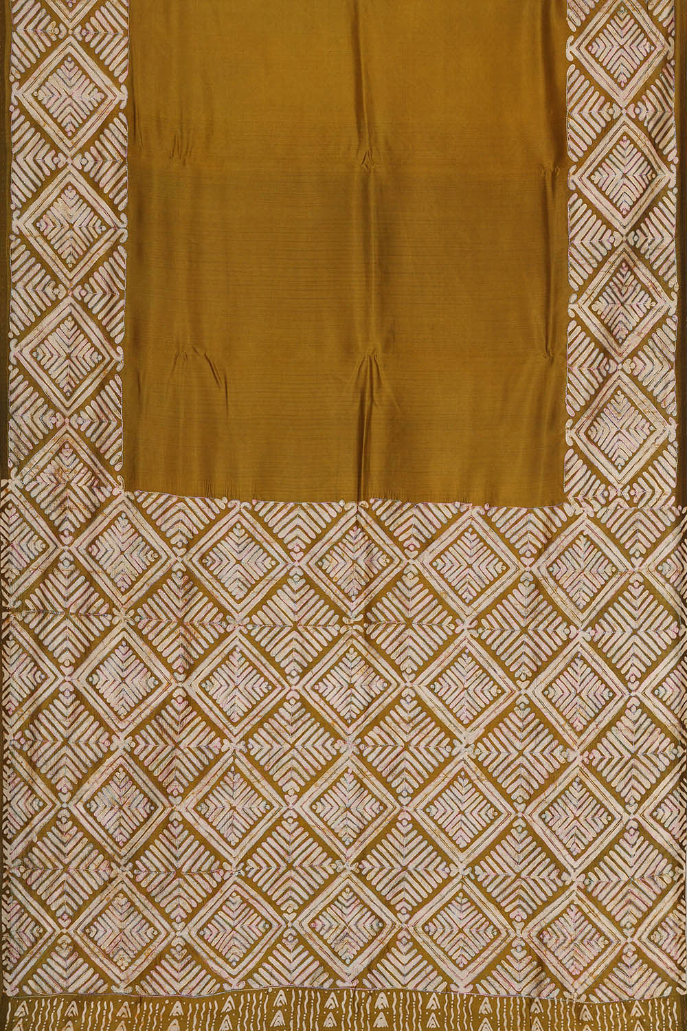 Image of Printed Tussar Mehndi Green Saree