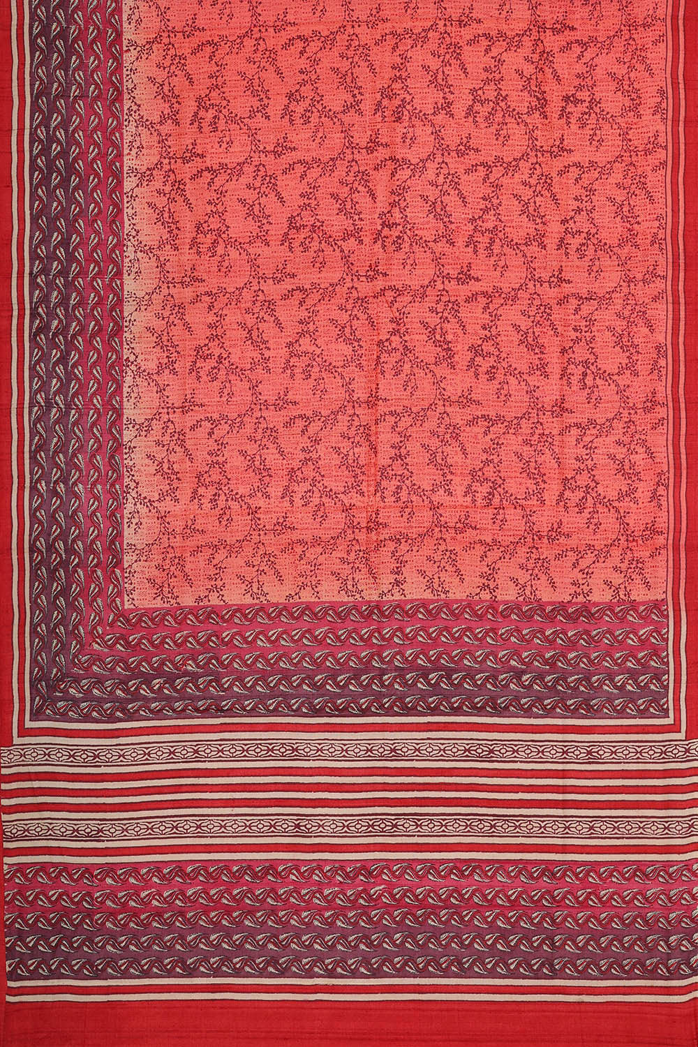 Image of Printed Tussar Peach Saree