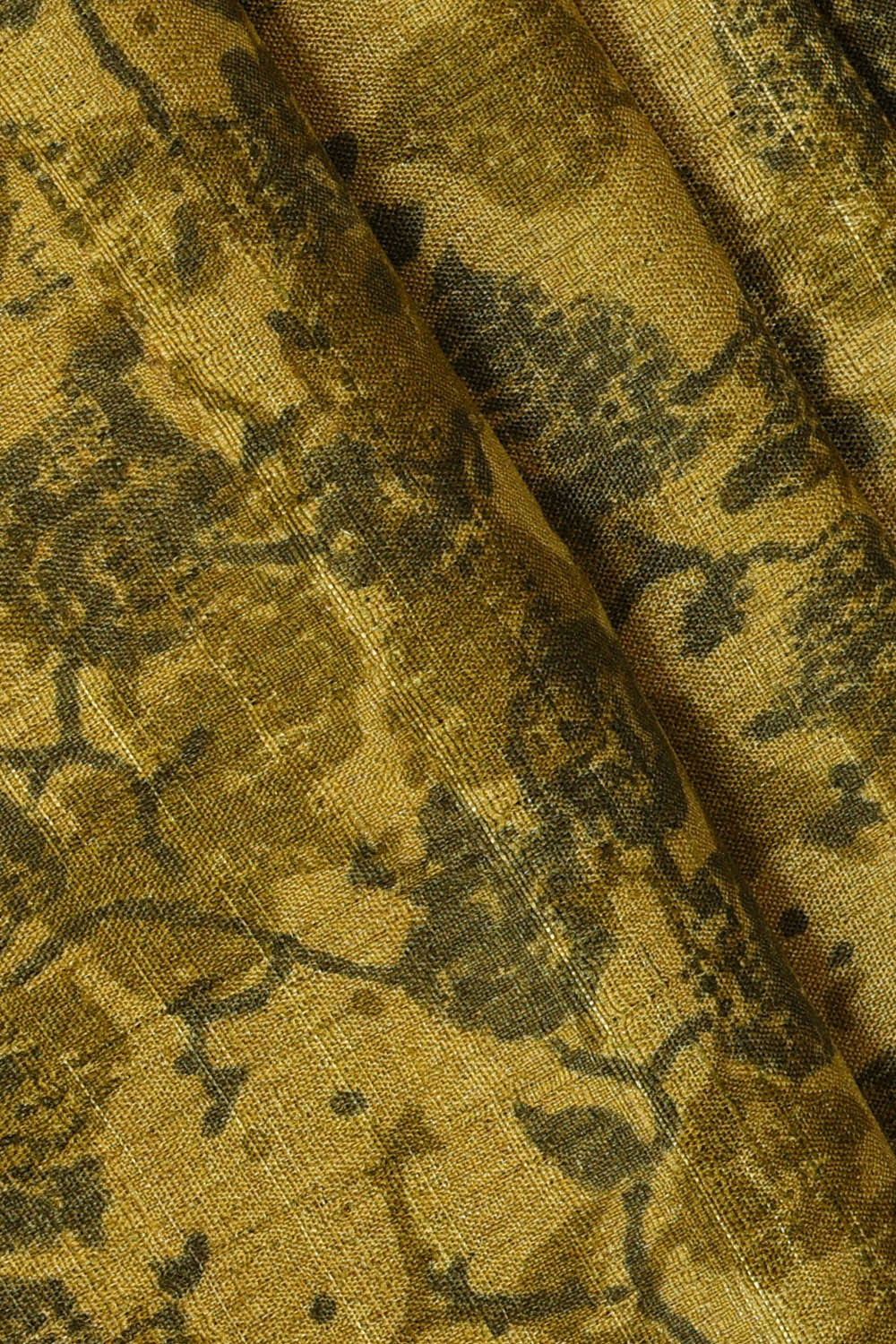 Printed Tussar Silk Dull Yellow Saree