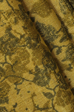 Image of Printed Tussar Silk Dull Yellow Saree