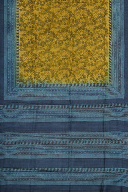 Image of Printed Tussar Silk Dull Yellow Saree