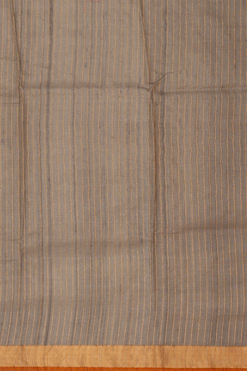 Image of Printed Tussar Silk Mustard Orange Saree