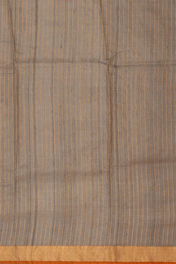 Image of Printed Tussar Silk Mustard Orange Saree