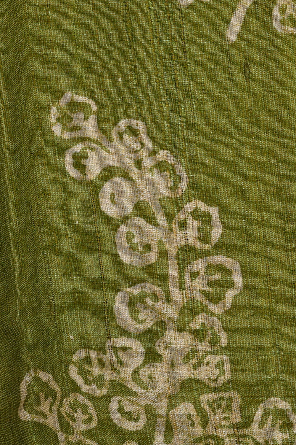 Image of Printed Tussar Silk Golden Green Saree
