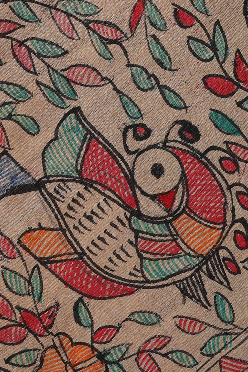 Image of Printed Tussar Deep Wine Saree