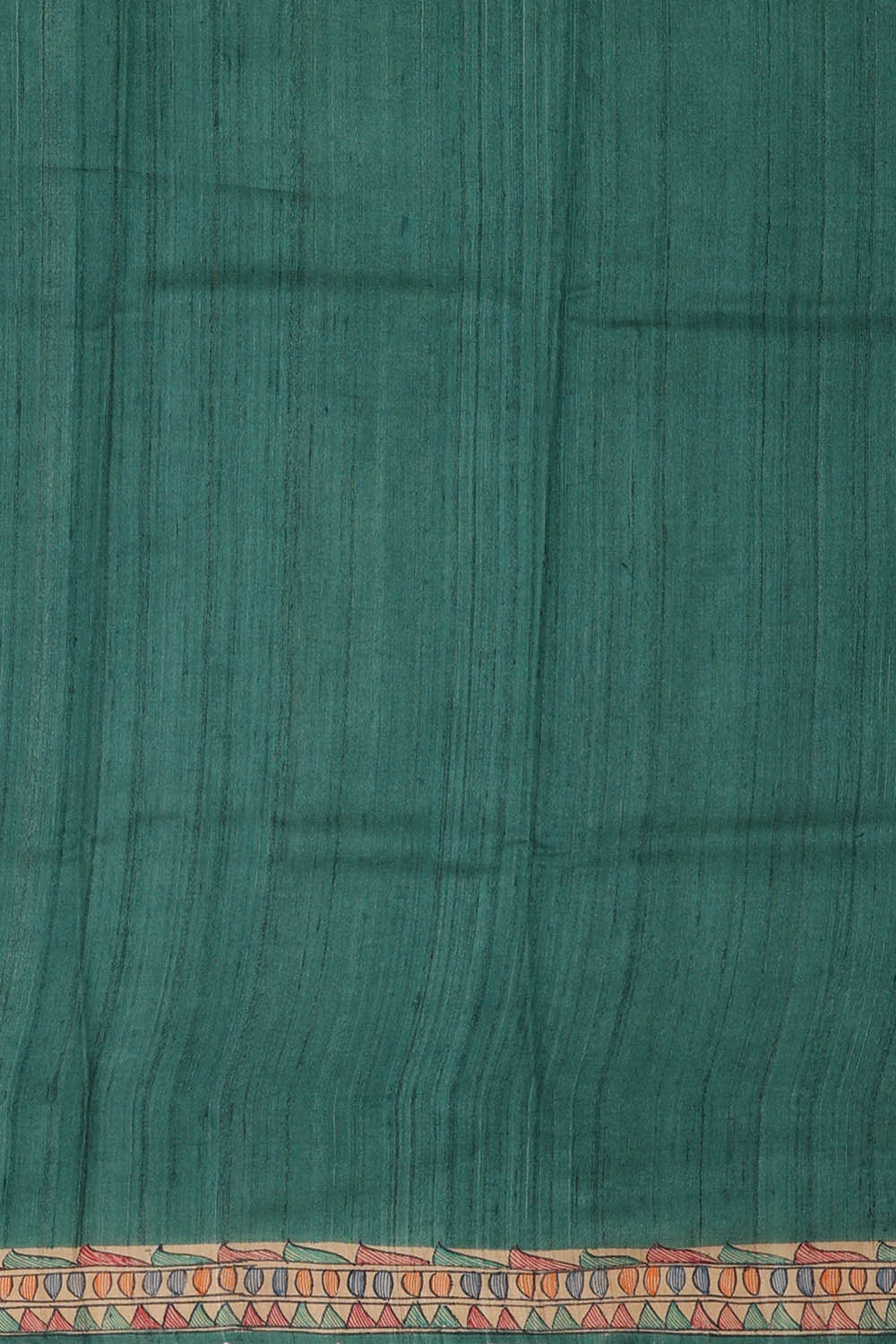 Printed Tussar Silk Teal Green Saree