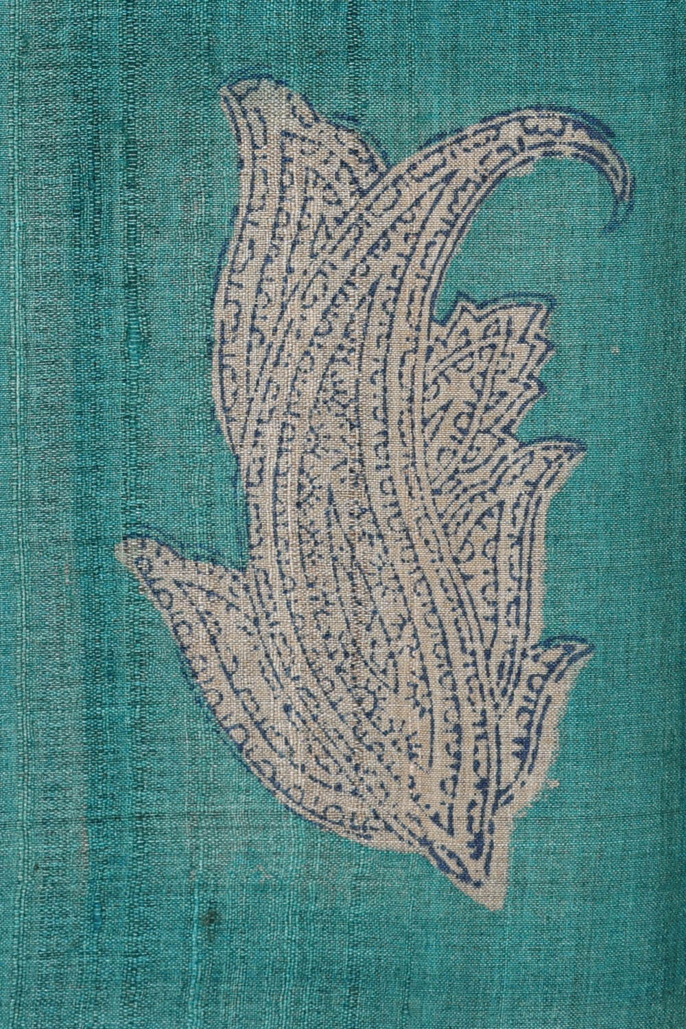 Image of Printed Tussar Silk Turquoise Blue Saree