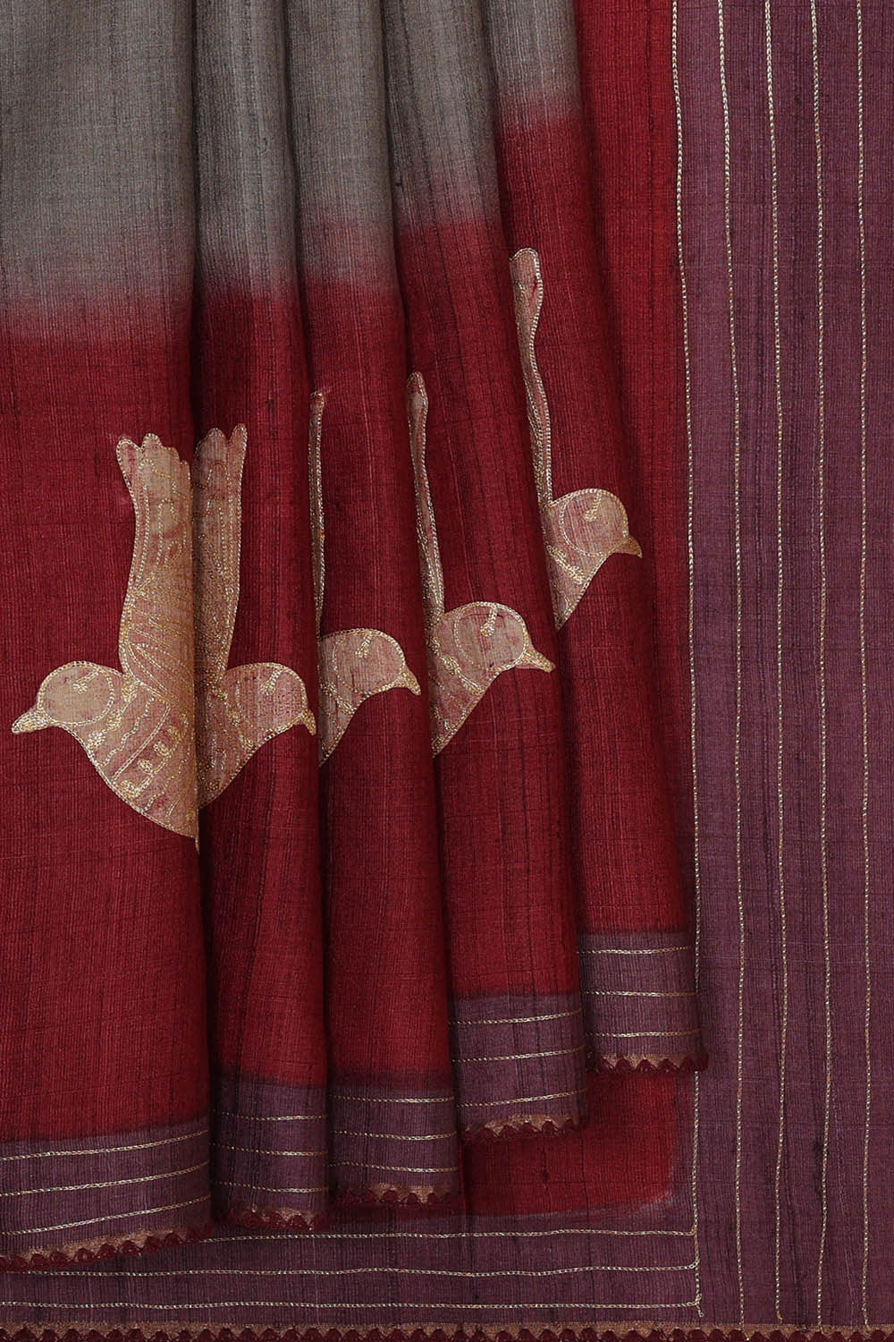 Image of Printed Tussar Silk Multicolour Saree