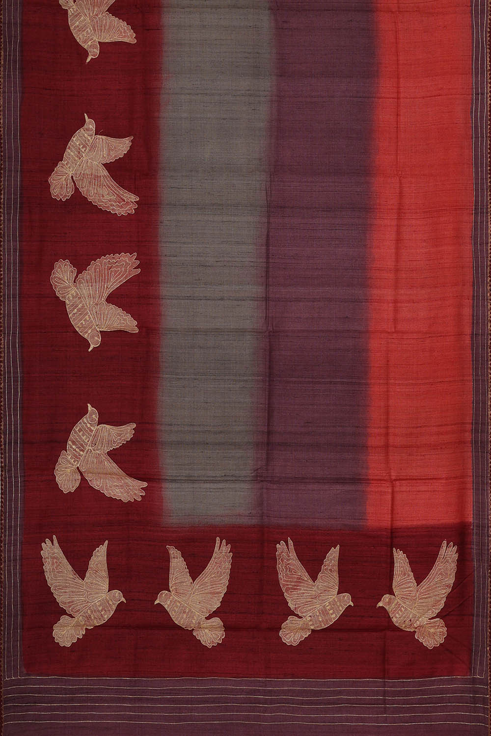Printed Tussar Silk Multicolour Saree