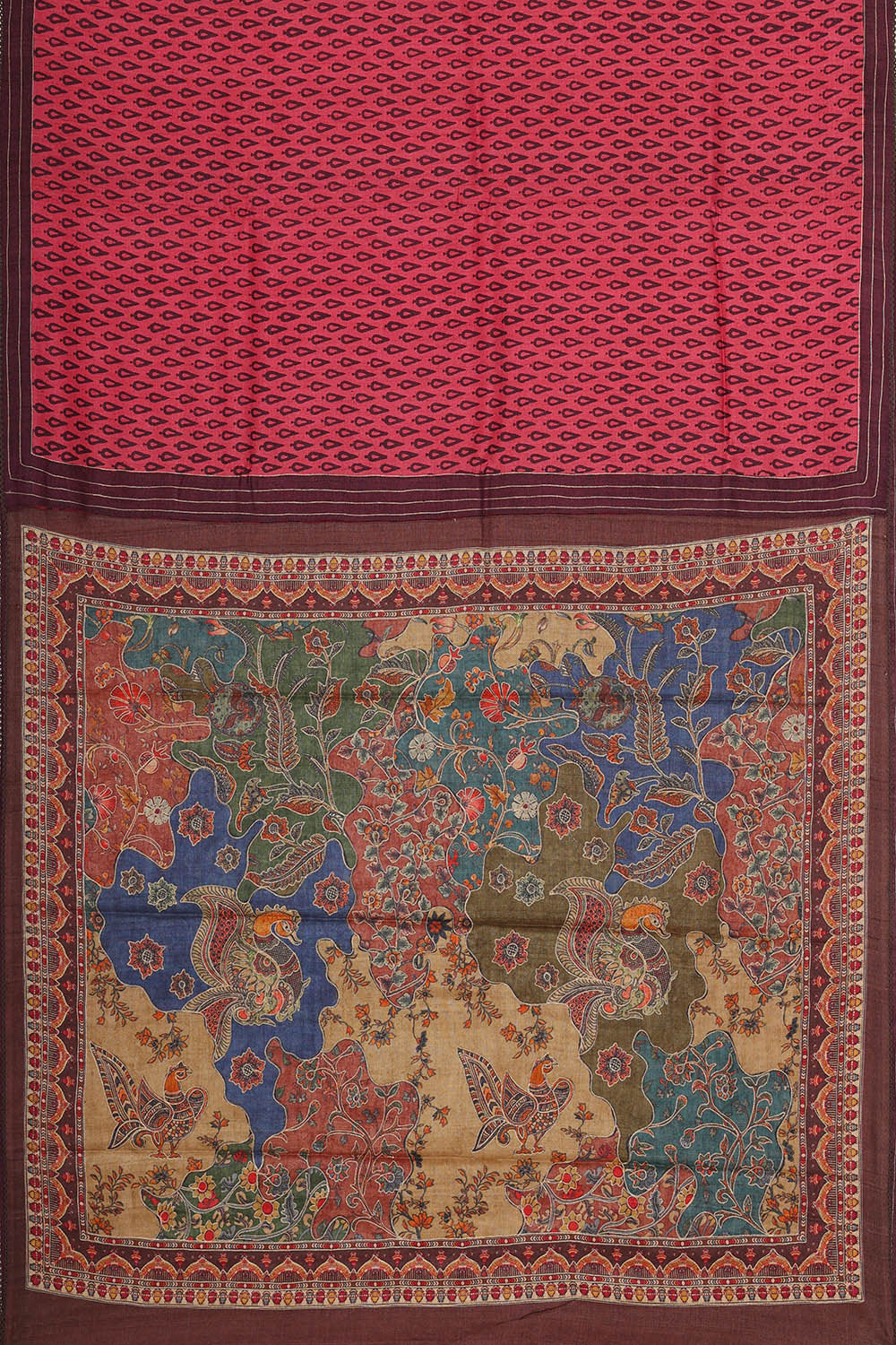 Image of Printed Tussar Silk Pink Saree