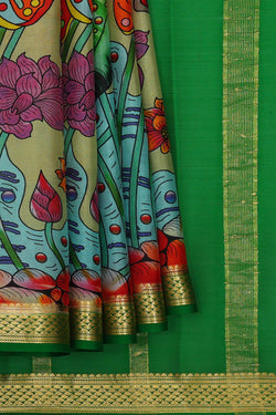 Image of Binny Crepe Sage Green Saree