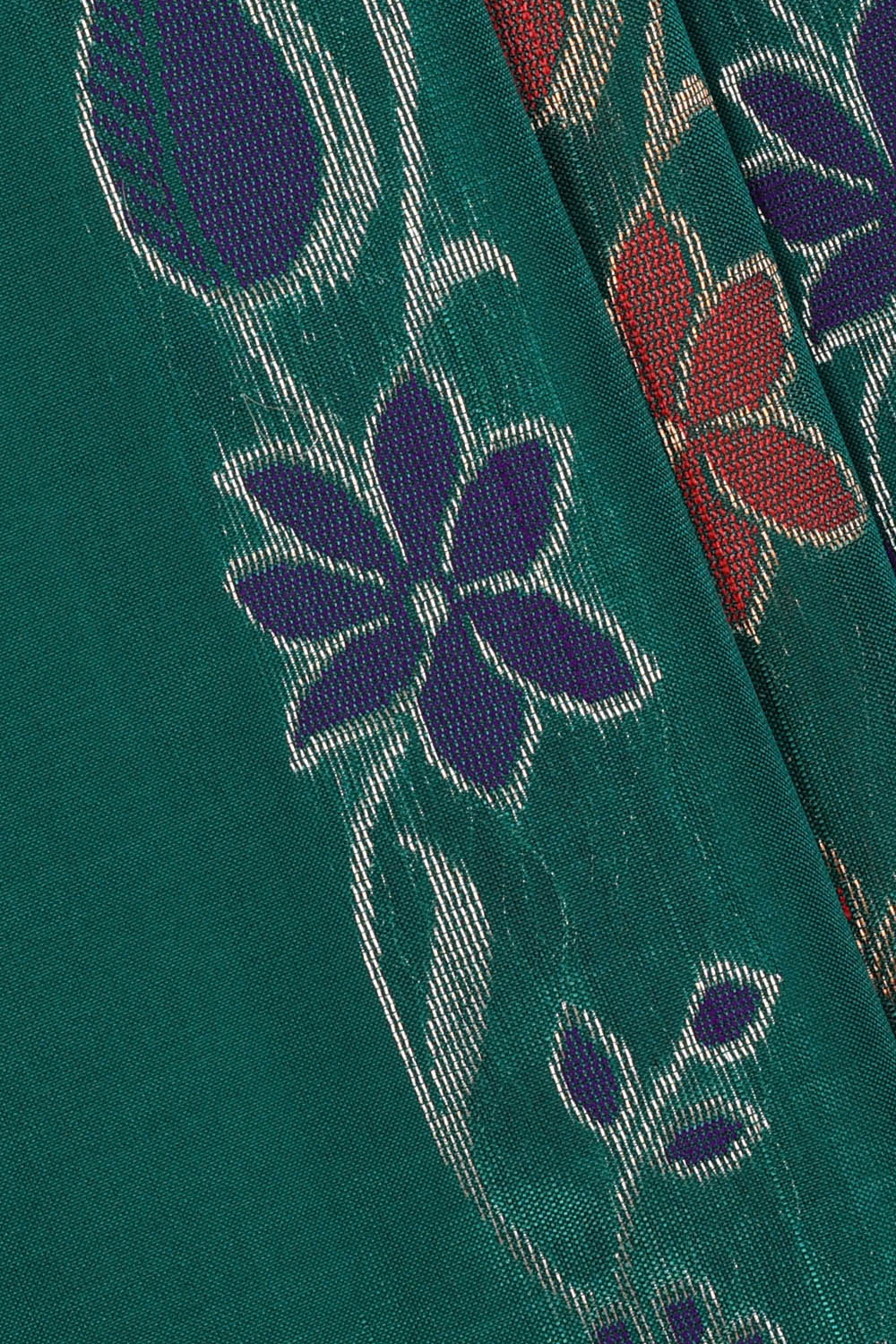 Image of South Silk Teal Green Saree