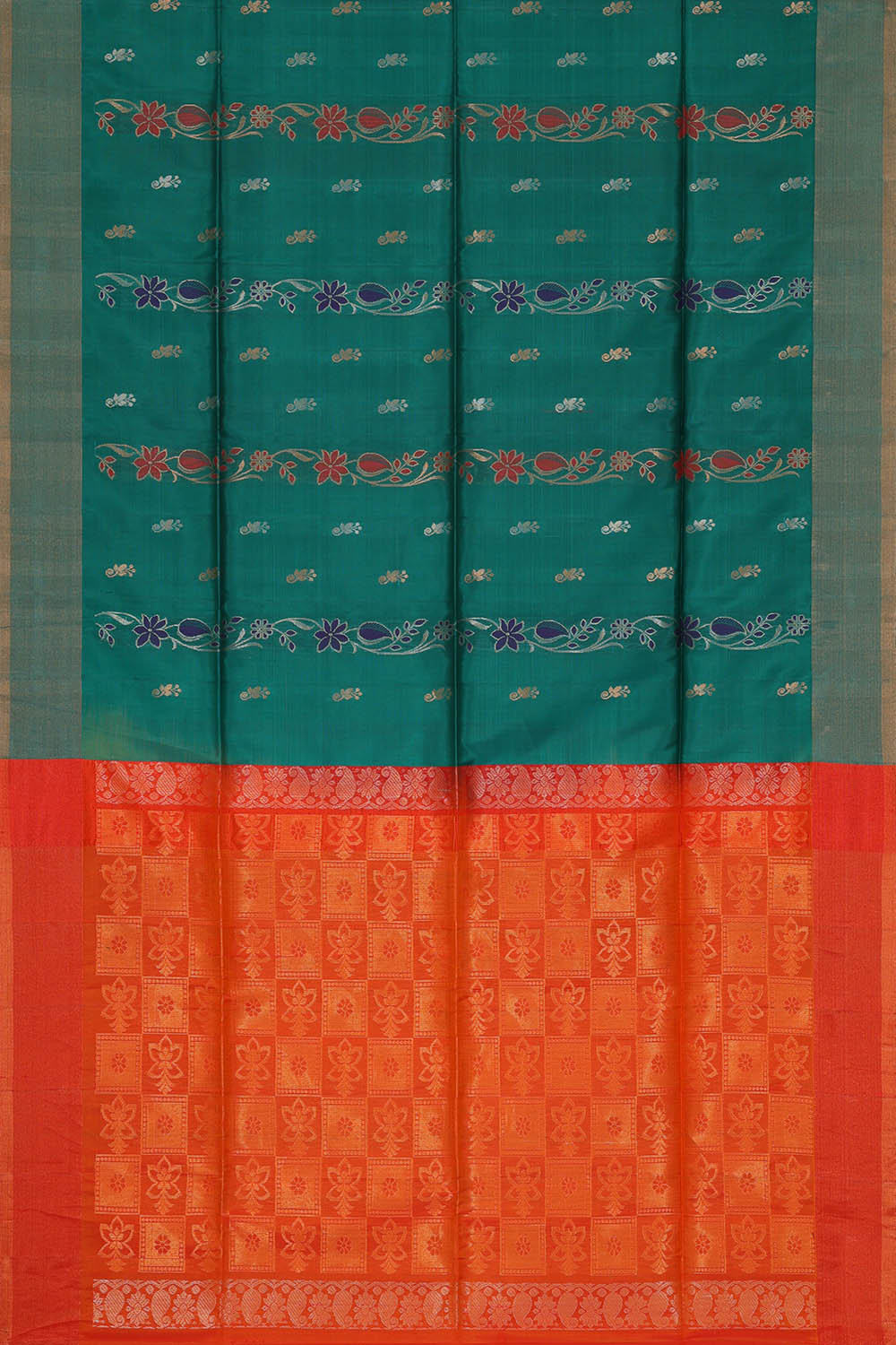 Image of South Silk Teal Green Saree