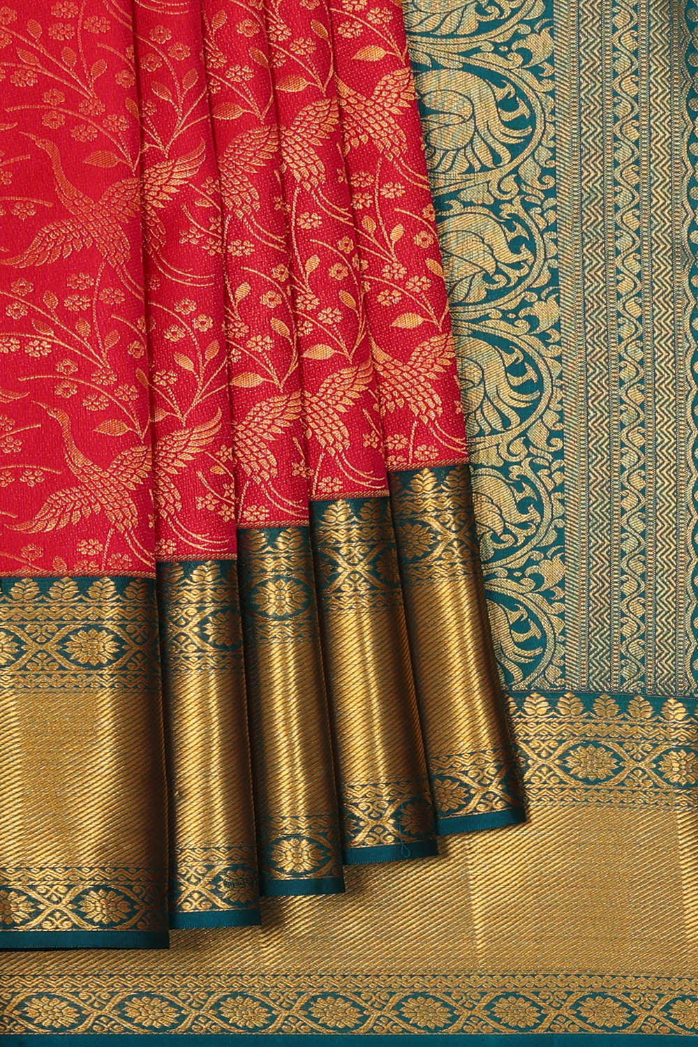Image of Kanchipattu Red Brocade Saree