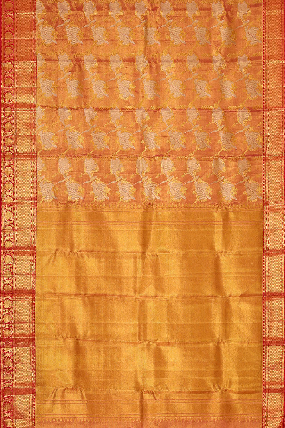 Image of Kanchipattu Golden Red Tissue Brocade Saree