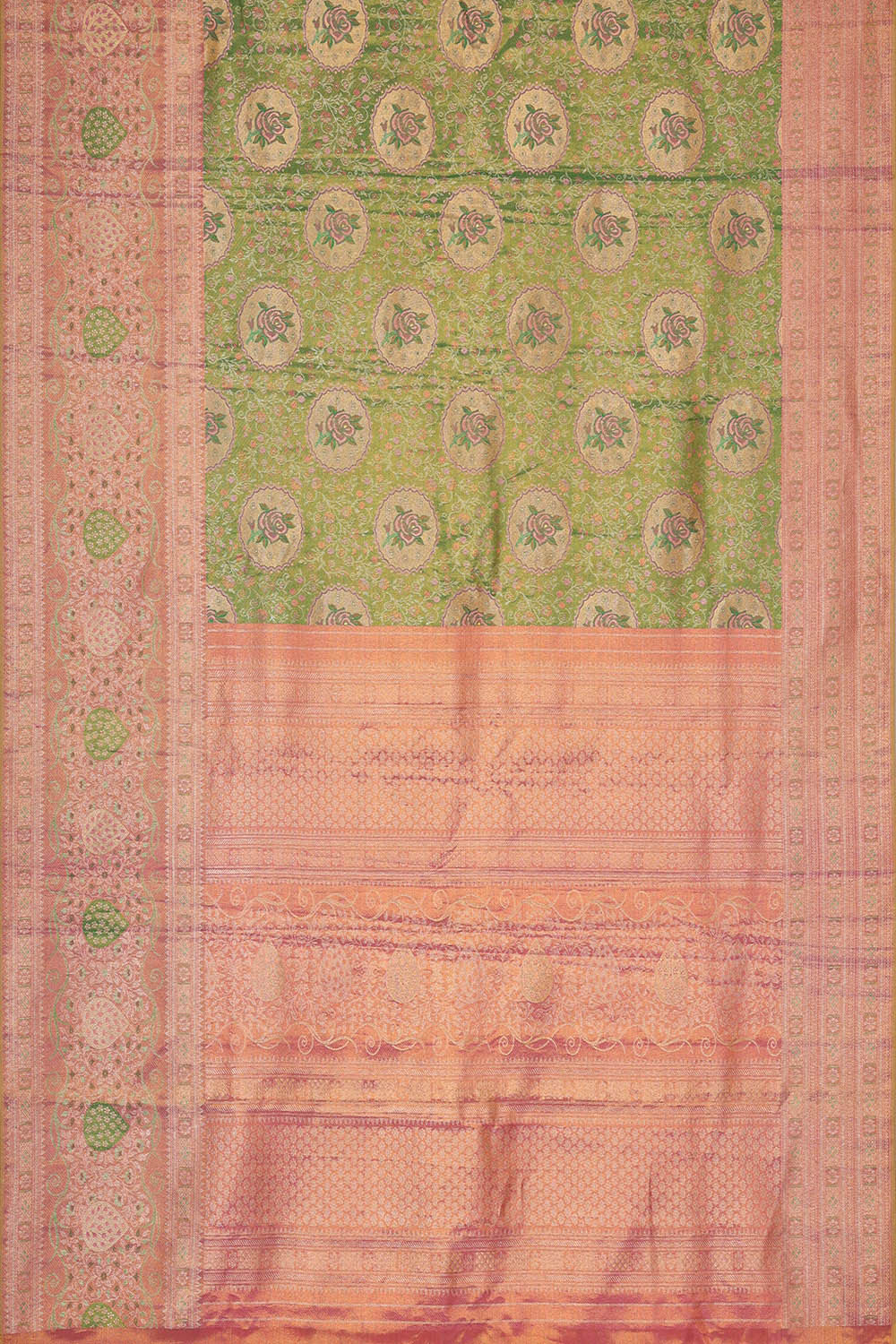 Image of Kanchipattu Green Tissue Brocade Saree
