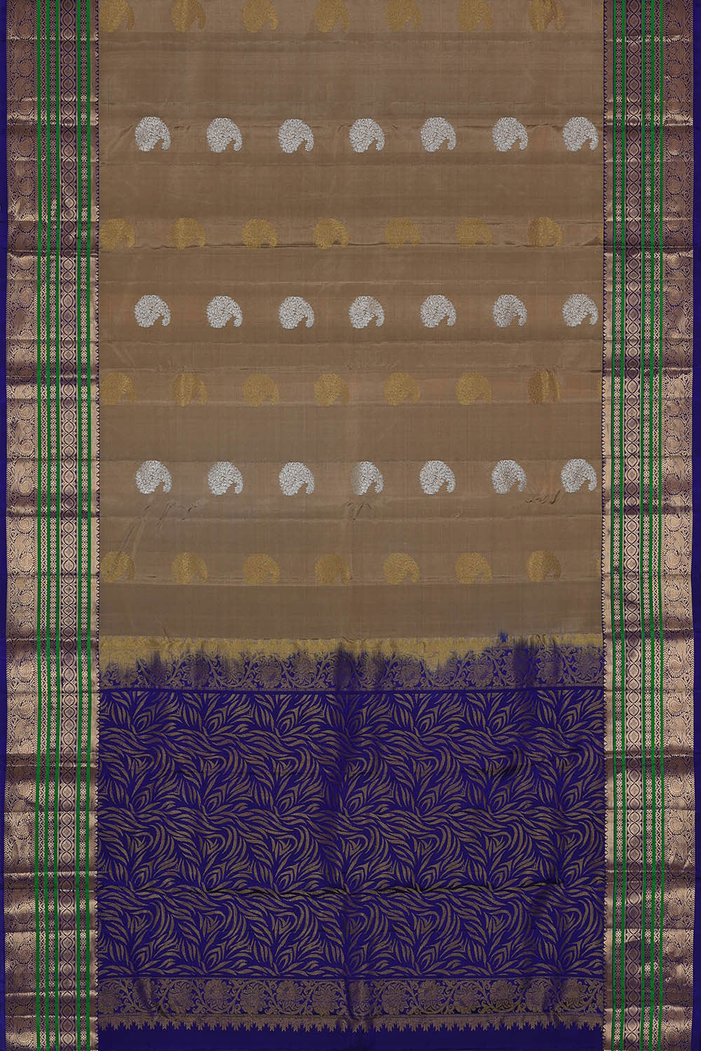 Image of Kanchipattu Dark Cream Brocade Saree